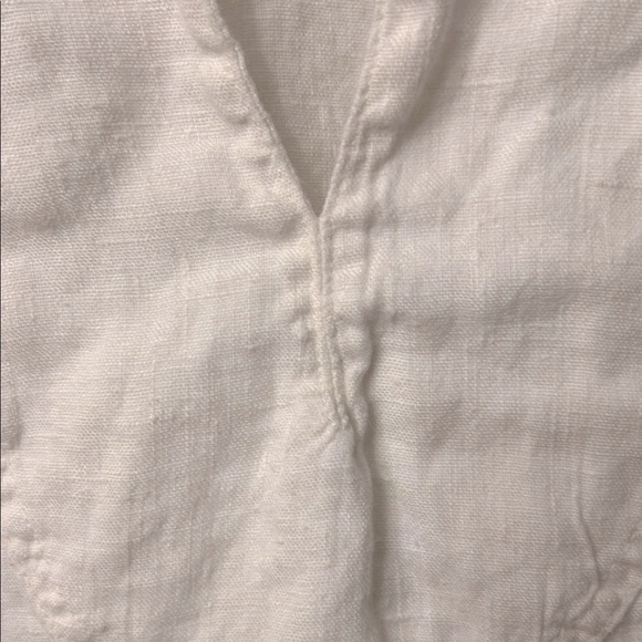 Hot Cotton White V-Neck Blouse Relaxed Fit linen - Picture 6 of 8